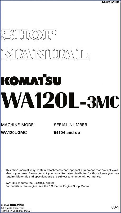 komatsu wa120l, komatsu manual