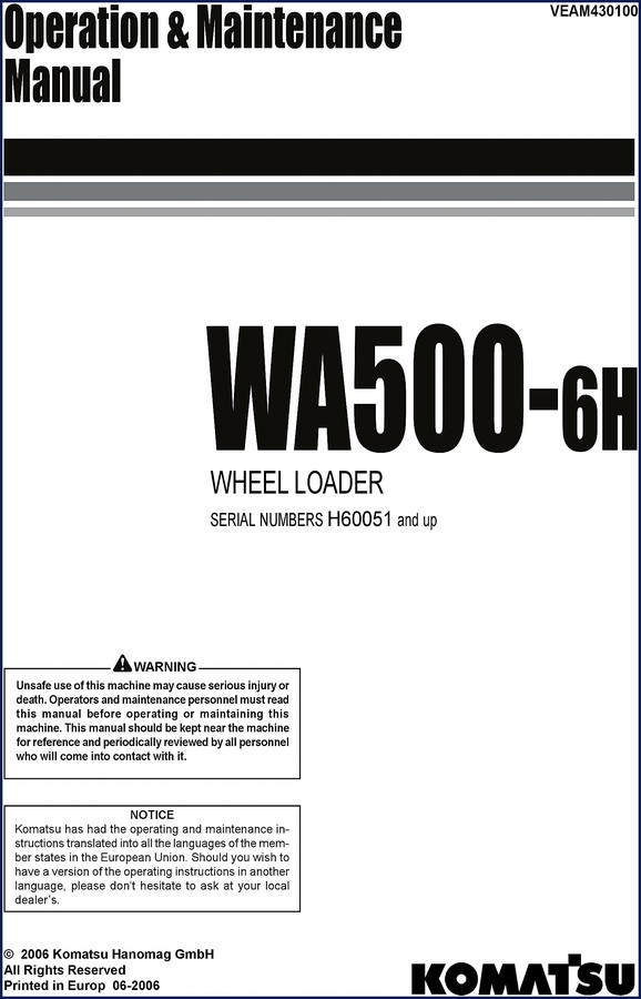 komatsu wa500, komatsu manual