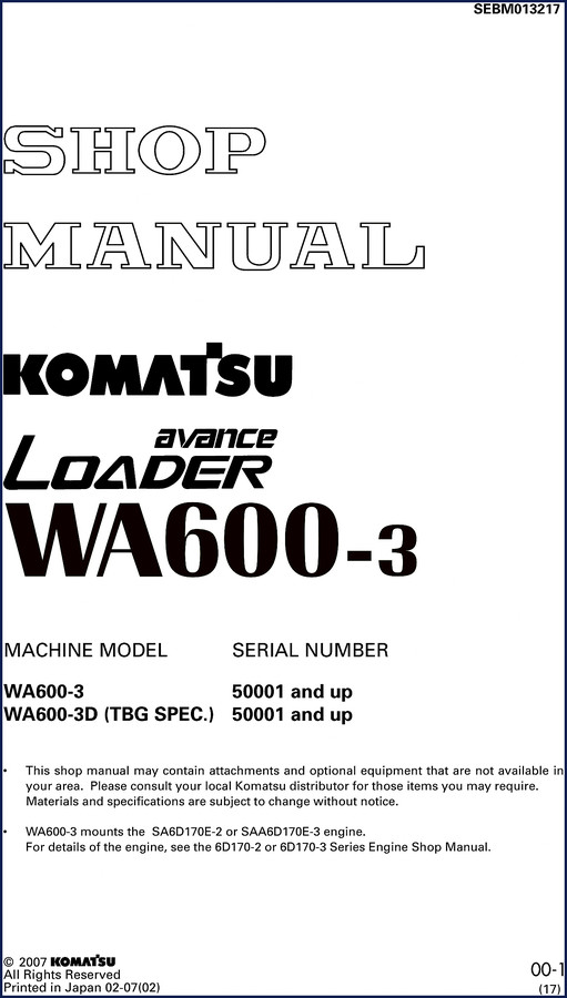 komatsu wa600, komatsu manual