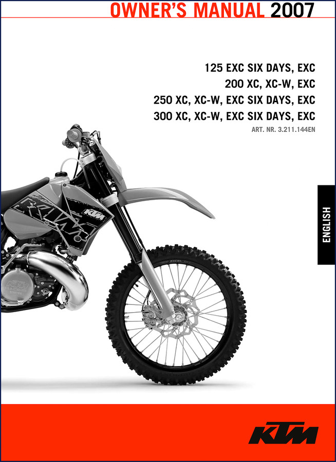 ktm 125 exc six days 2007 operators manual, ktm manual, ktm 125