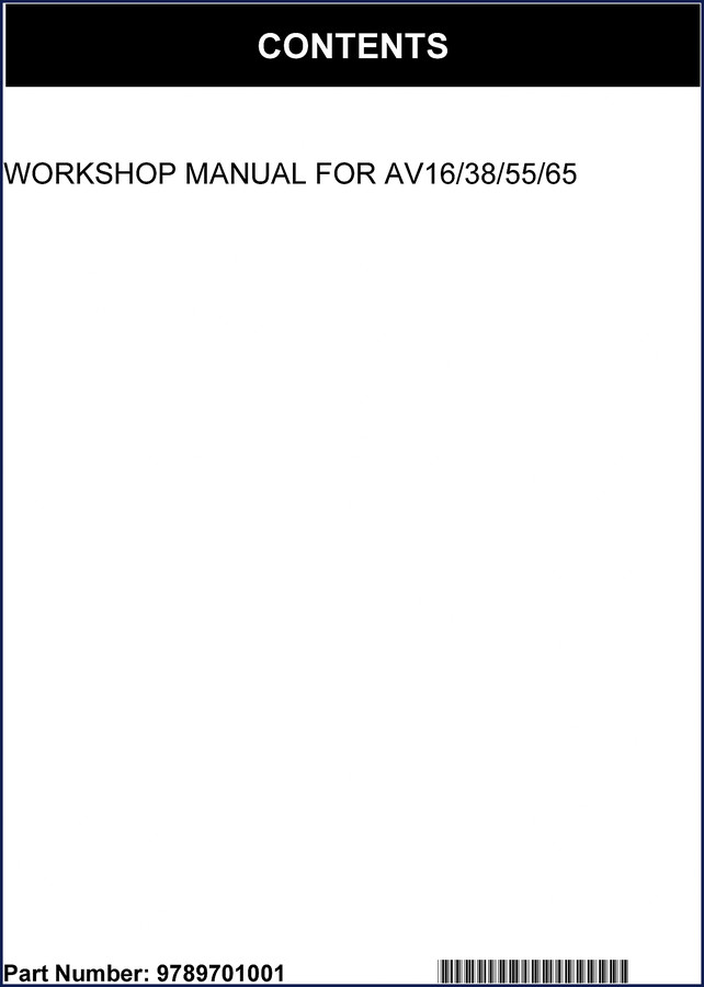 kubota av16 av38 av55 av65 workshop manual, kubota workshop manual, kubota av16