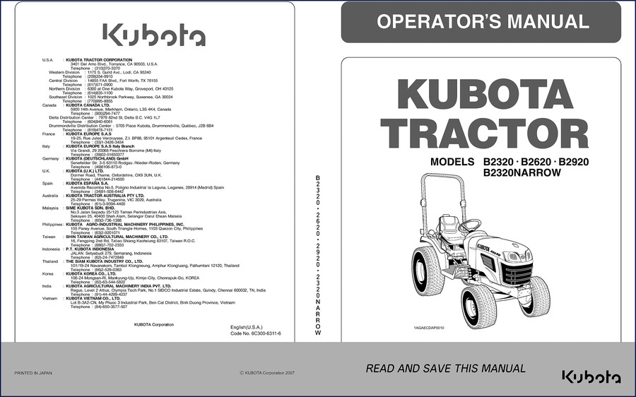 kubota b2320 b2620 b2920 b2320narrow operators manual pdf, kubota manual, kubota b2320