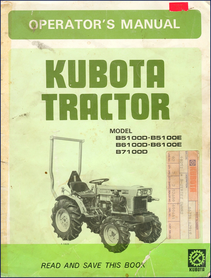 kubota b5100d b5100e b6100d b6100e b7100d operators manual, kubota manual, kubota b5100d