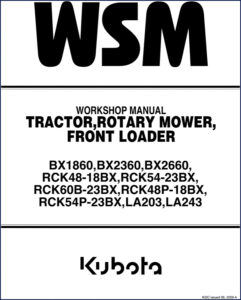 kubota bx1860, bx2360, bx2660, la203, la243 2008 workshop, kubota workshop manual, kubota bx1860,