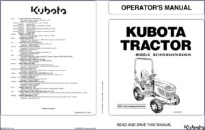 kubota bx1870 bx2370 bx2670 2012 operators manual, kubota manual, kubota bx1870