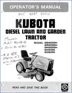 kubota g6200h g5200h g4200h g4200 g3200 operators manual, kubota manual, kubota g6200h