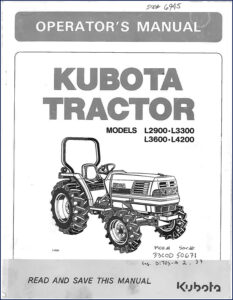 kubota l2900 l3300 l3600 l4200 operators manual, kubota manual, kubota l2900