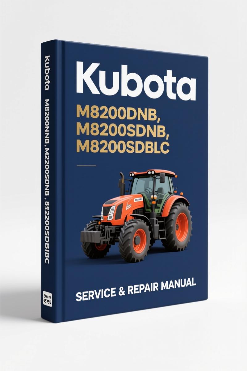 kubota m8200dnb m8200sdnb m8200sdnbc workshop manual, kubota workshop manual, kubota m8200dnb