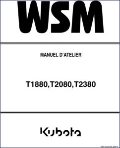kubota t1880, t2080, t2380 2008 workshop manual, kubota workshop manual, kubota t1880,