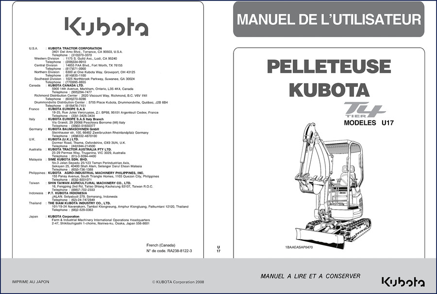 kubota u17 2008 user manual, kubota manual, kubota u17