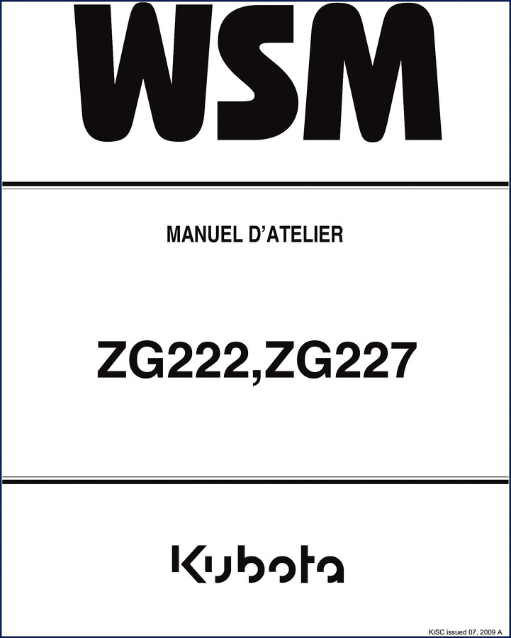 kubota zg222, zg227 2009 workshop manual, kubota workshop manual, kubota zg222,