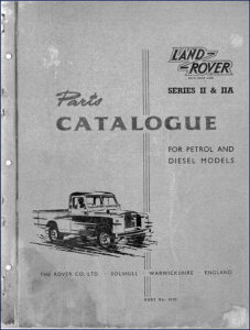 Land Rover SERIES II, SERIES IIA 1958 Parts Catalog – OEM Service Manual