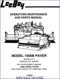 leeboy 1000b, 1000c operators manual, leeboy manual, leeboy 1000b,
