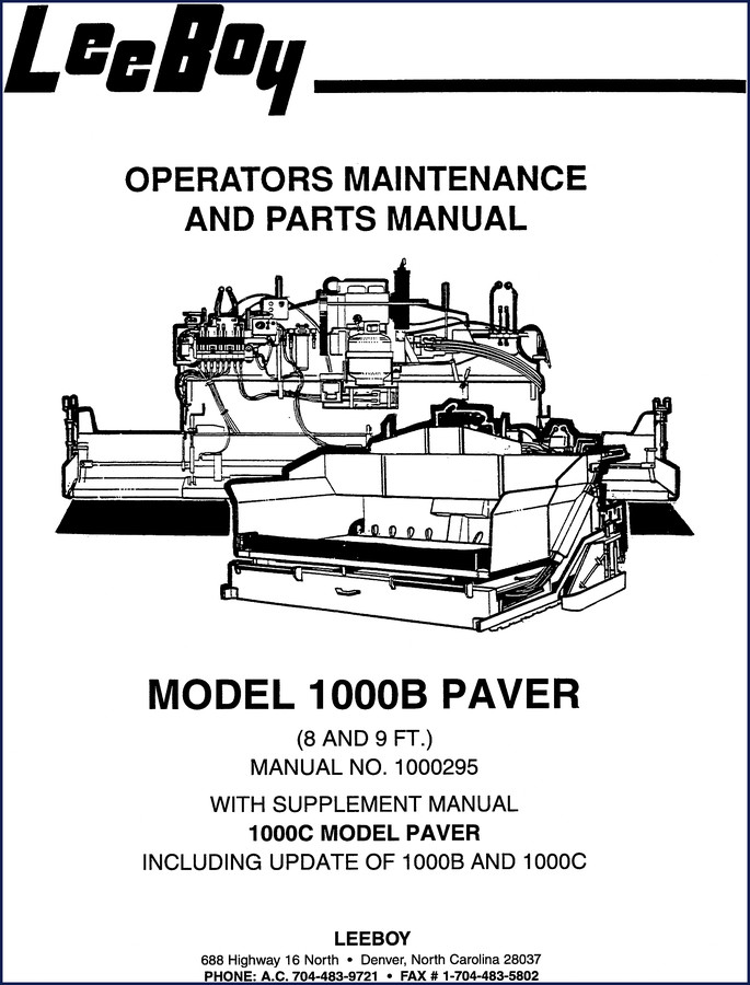 leeboy 1000b, 1000c operators manual, leeboy manual, leeboy 1000b,