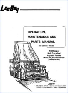 leeboy 700, 800, 900, 1000 1995 operators manual, leeboy manual, leeboy 700,