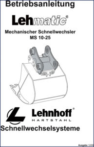 Lehnhoff MS 10-25 2009 Operators Manual – OEM Factory Specs