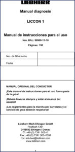 liebherr liccon 1 diagnostics manual, liebherr manual, liebherr liccon