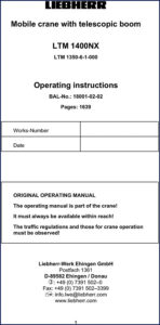 liebherr ltm 1400nx operators manual, liebherr manual, liebherr ltm