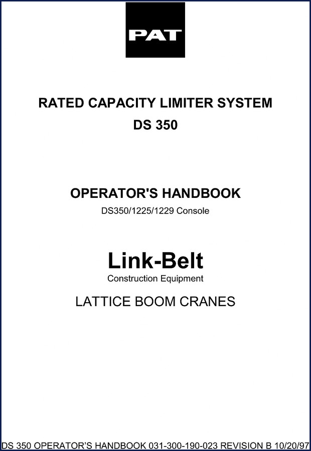link, link-belt manual