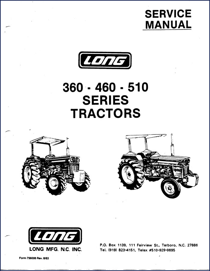 long agribusiness 360, 460, 510 1983 service manual, long agribusiness service manual, long agribusiness agribusiness