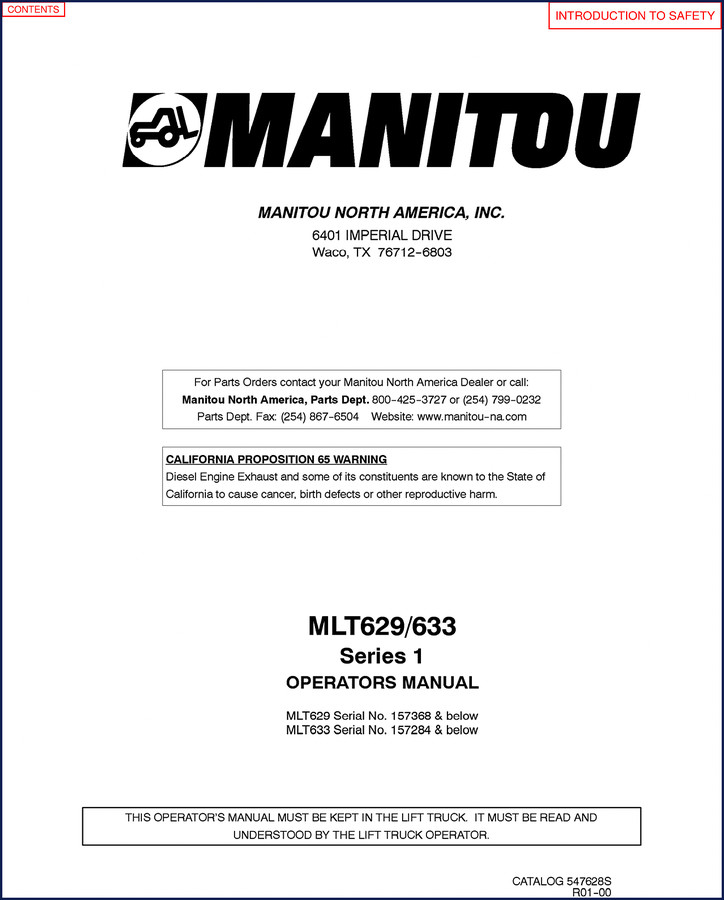 manitou mlt629, mlt633 operators manual, manitou manual, manitou mlt629,