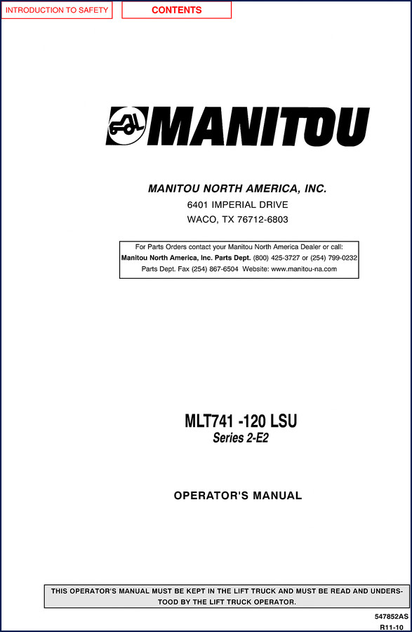 manitou mlt741, manitou manual