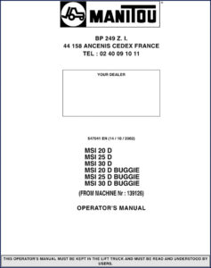 manitou msi 20 d, msi 25 d, msi, manitou parts catalog, manitou msi