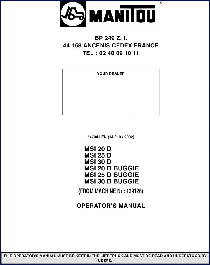 manitou msi 20 d, msi 25 d, msi, manitou parts catalog, manitou msi