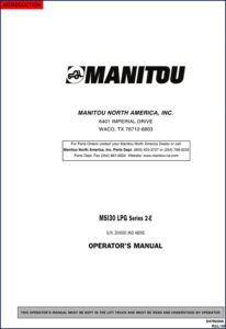 manitou msi30 operators manual, manitou manual, manitou msi30