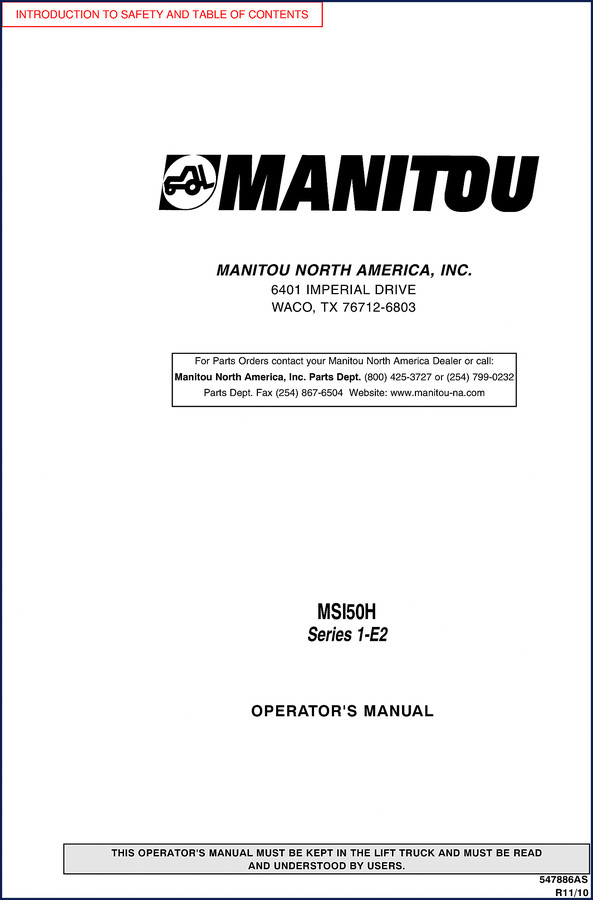 manitou msi50h operators manual, manitou manual, manitou msi50h