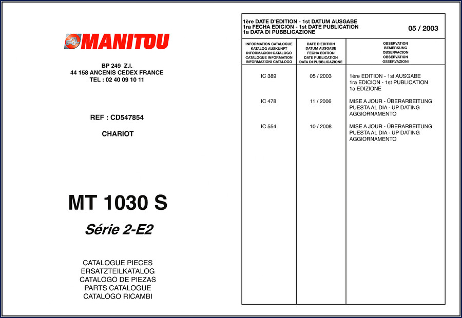 manitou mt 1030 s 2003 parts catalog, manitou parts catalog, manitou mt