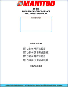 manitou mt 1440/1840 privilege 2008 operators manual, manitou manual, manitou mt