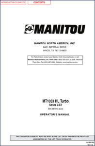 manitou mt1033 hl turbo operators manual, manitou manual, manitou mt1033