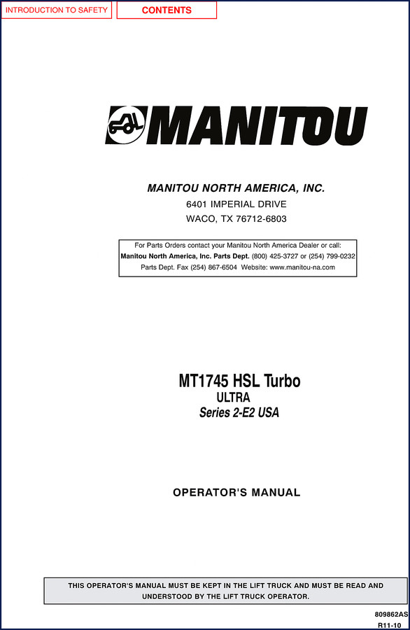 manitou mt1745 hsl turbo ultra operators manual, manitou manual, manitou mt1745