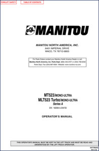 manitou mt523 mlt523 operators manual, manitou manual, manitou mt523