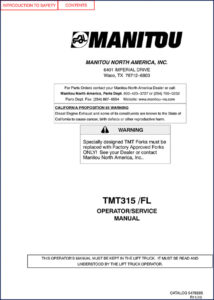 manitou tmt315 1999 operators manual, manitou manual, manitou tmt315