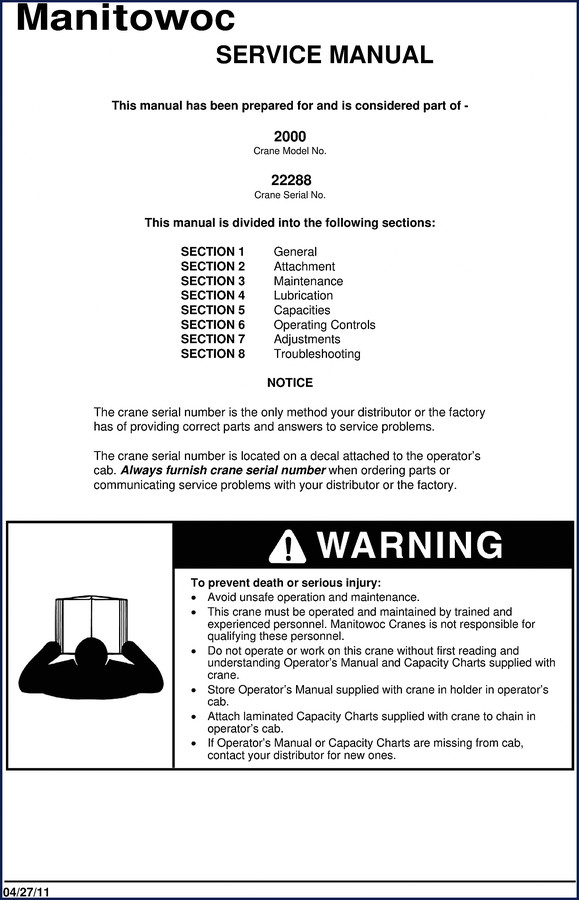 manitowoc 2000 service manual, manitowoc service manual, manitowoc 2000