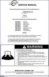 manitowoc 4100w ringer s3 2009 service manual, manitowoc service manual, manitowoc 4100w