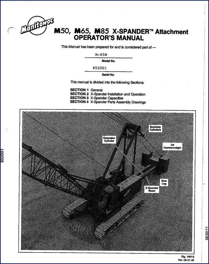 manitowoc m50 m65 m85 1992 operators manual, manitowoc manual, manitowoc m50