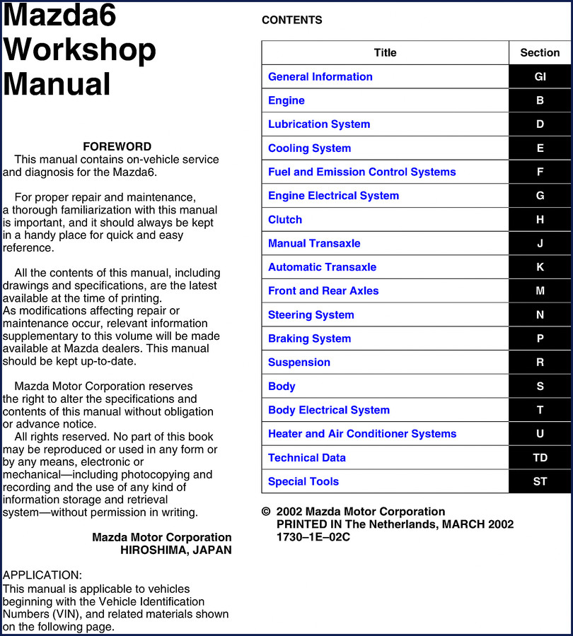mazda 6 repair manual, mazda repair manual, mazda 6