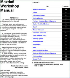 mazda 6 service manual, mazda service manual, mazda 6