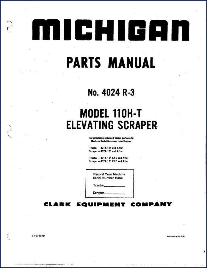 michigan 110h, michigan manual