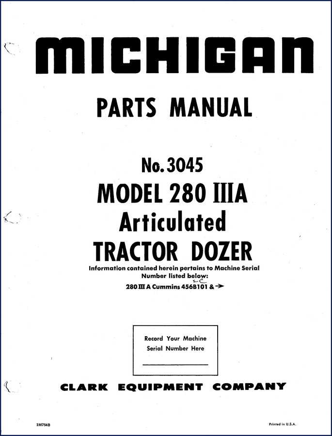 michigan 280 iii a 1966 parts catalog, michigan parts catalog, michigan 280