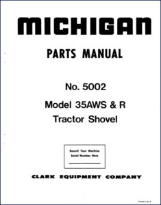 michigan 35aws & 35r tractor shovel parts catalog, michigan parts catalog, michigan 35aws