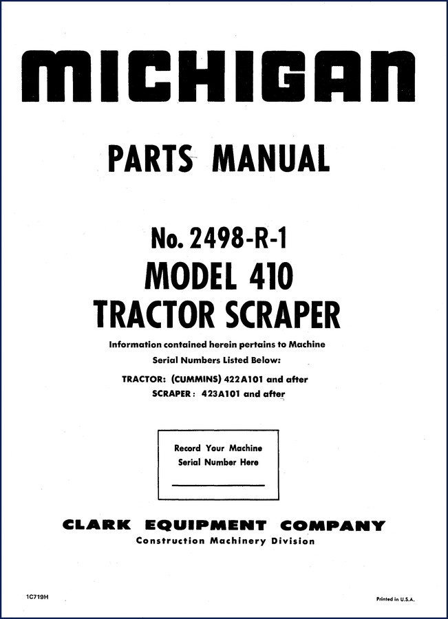 michigan 410 parts catalog, michigan parts catalog, michigan 410