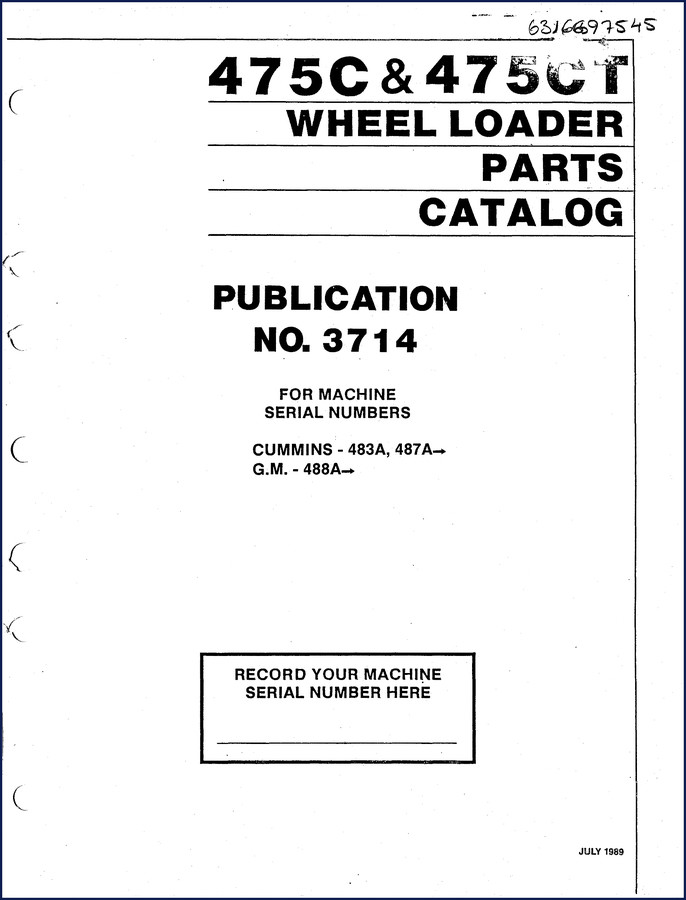 michigan 475c, 475ct 1989 parts catalog, michigan parts catalog, michigan 475c,
