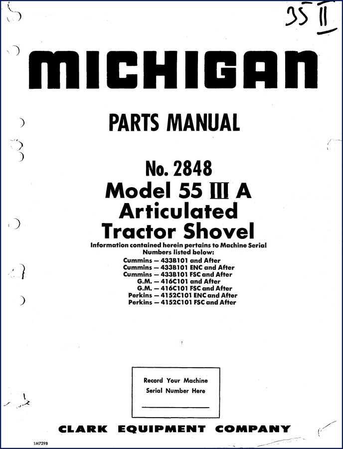michigan 55 iii a parts catalog, michigan parts catalog, michigan 55