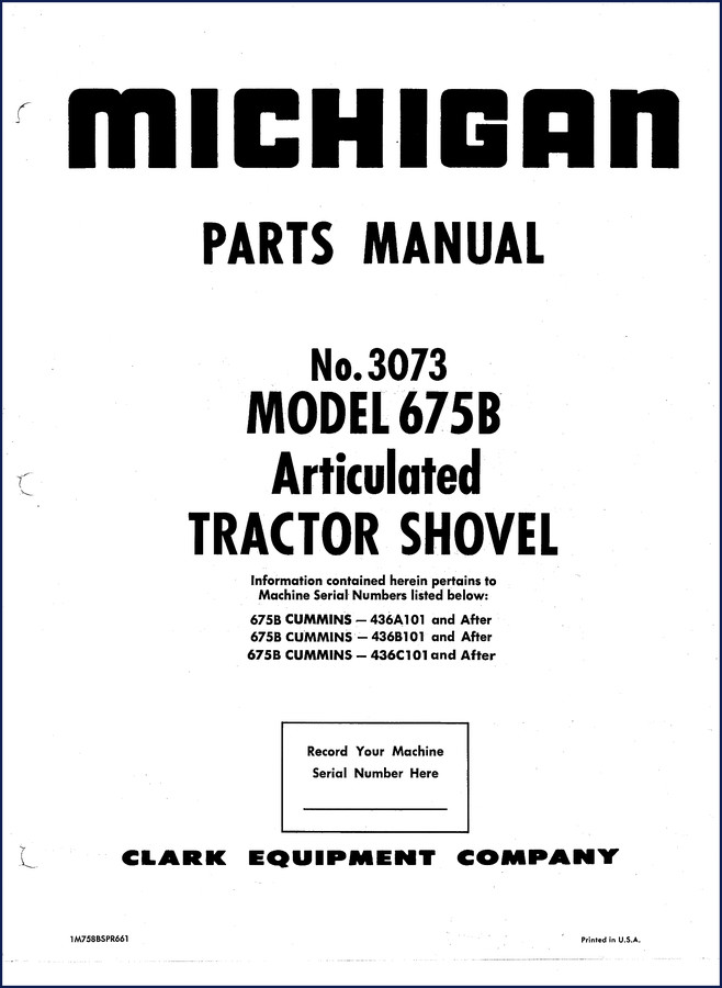 michigan 675b 1966 parts catalog, michigan parts catalog, michigan 675b