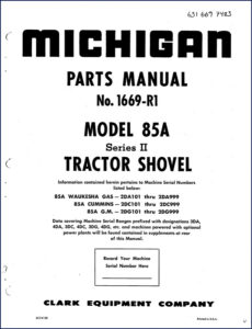 michigan 85a parts catalog, michigan parts catalog, michigan 85a