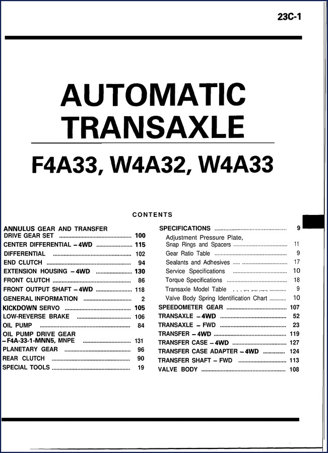 mitsubishi f4a33 w4a32 w4a33 service manual, mitsubishi service manual, mitsubishi f4a33